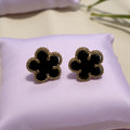 Black Onyx Clover Leaf Earrings
