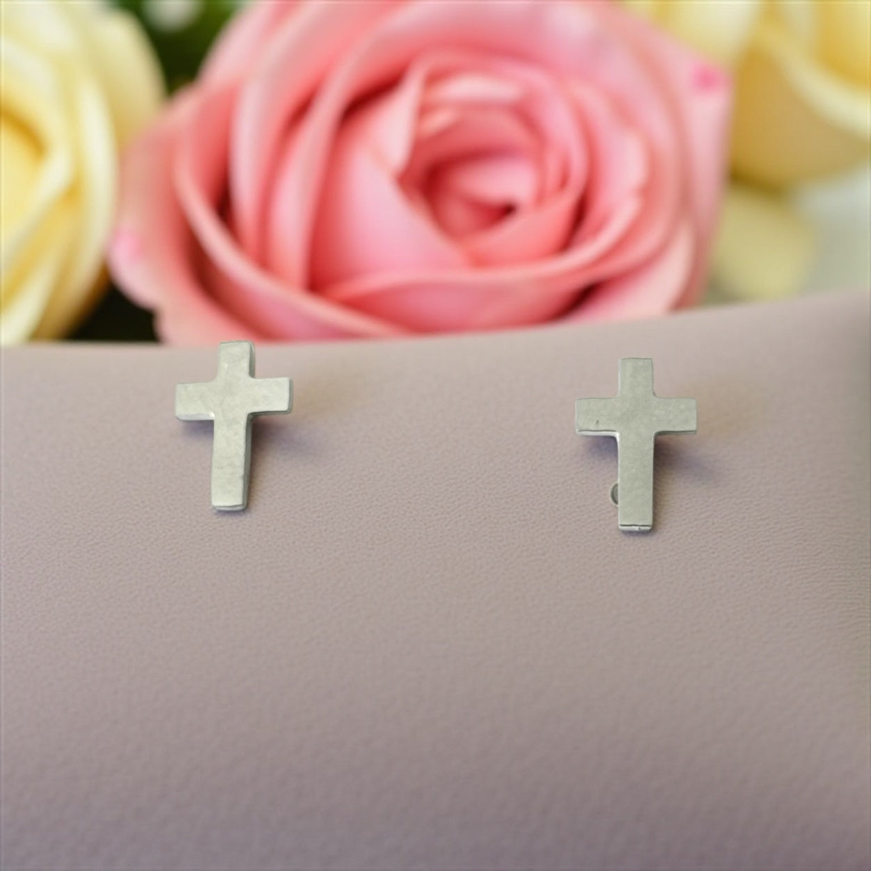 Silver Cross Studs earrings